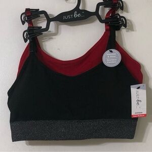 Just Be Black and Red Shimmer shine seamless comfort 2 PCs Bralette. M